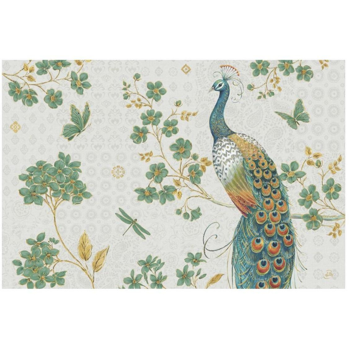 Ornate Peacock IV -Paper Art-26&quotx18"