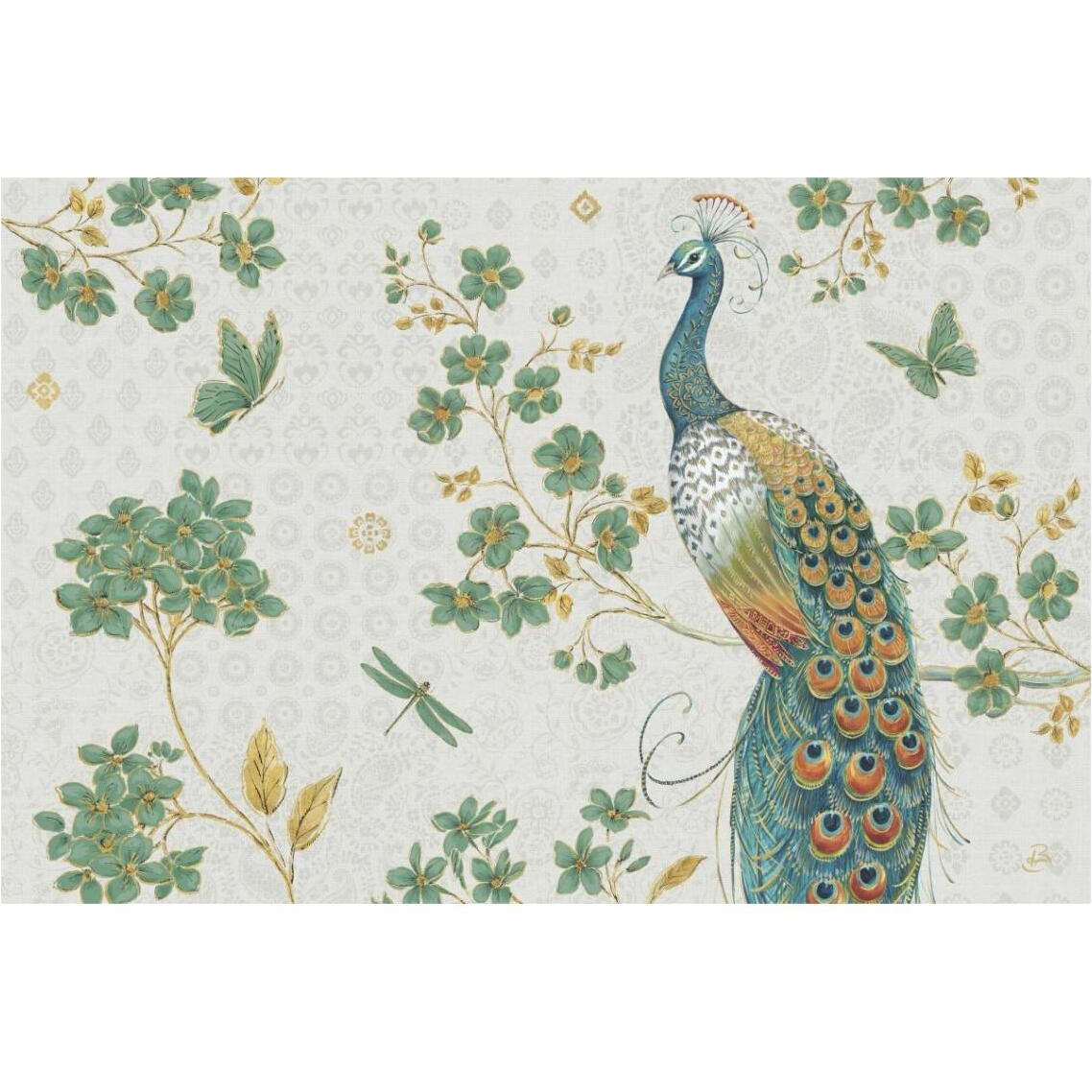 Ornate Peacock IV -Paper Art-38&quotx26"
