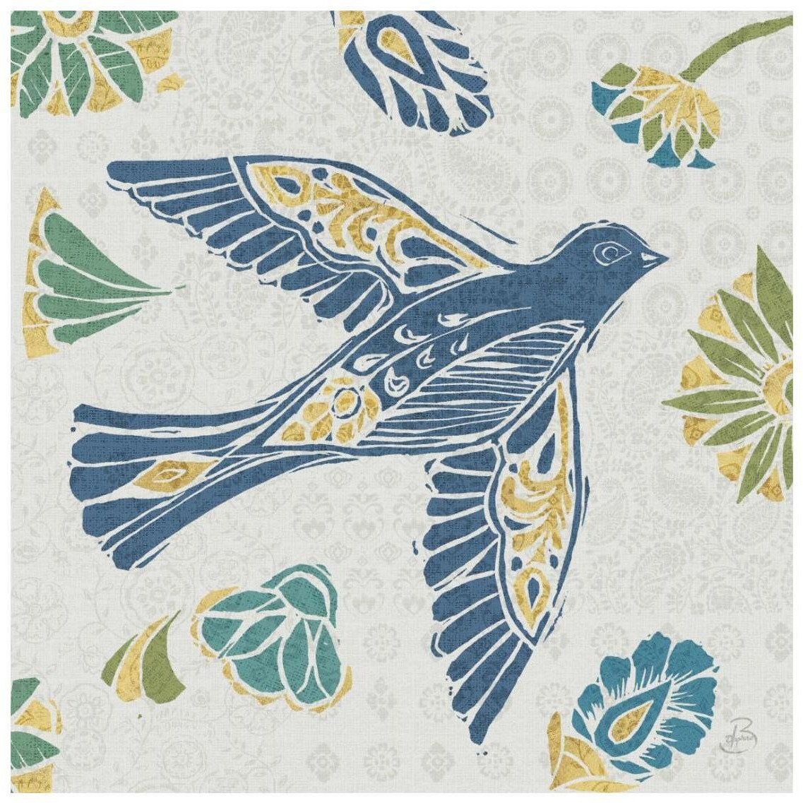 Nordic Woodcut Bird IVF -Paper Art-26&quotx26"