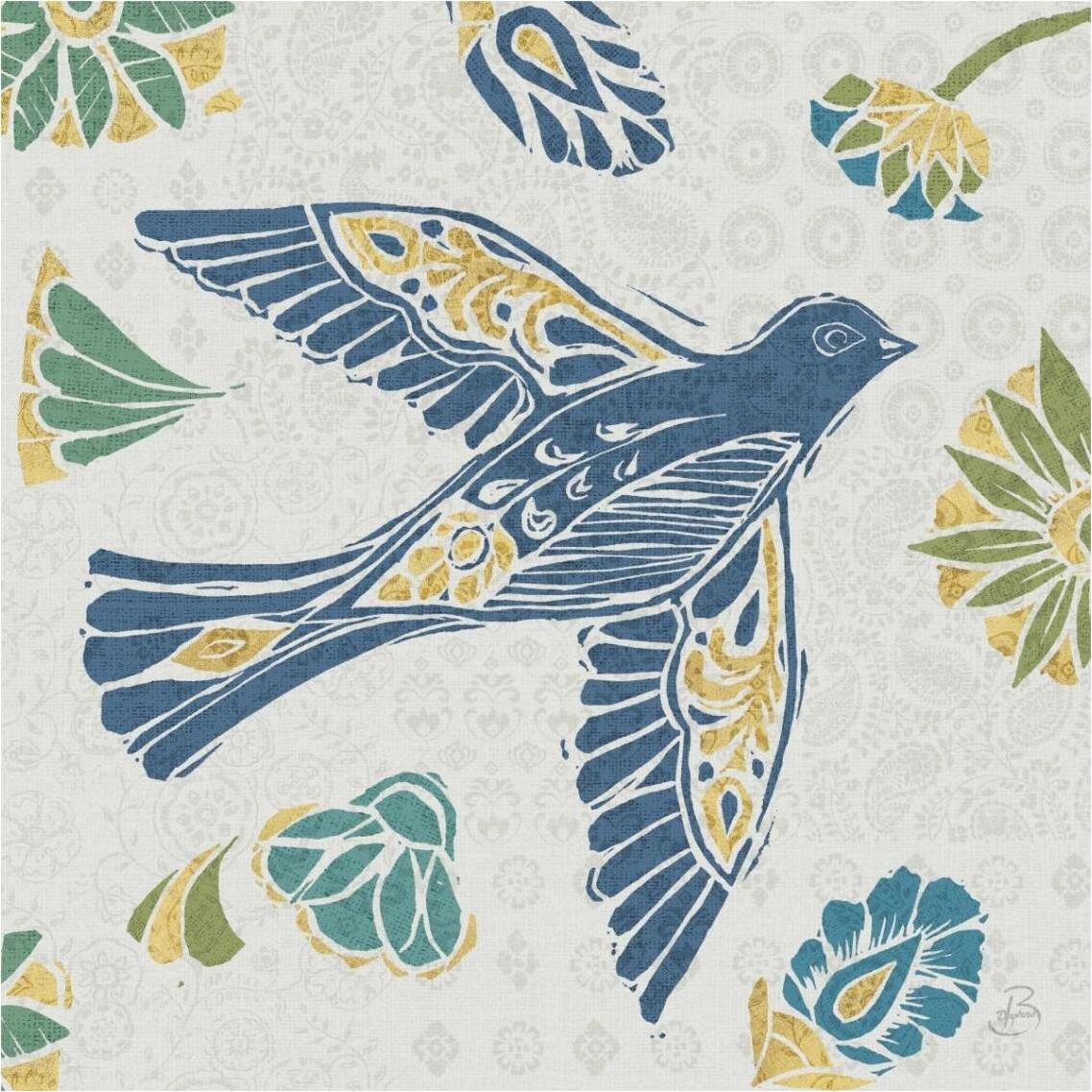 Nordic Woodcut Bird IVF -Paper Art-38&quotx38"