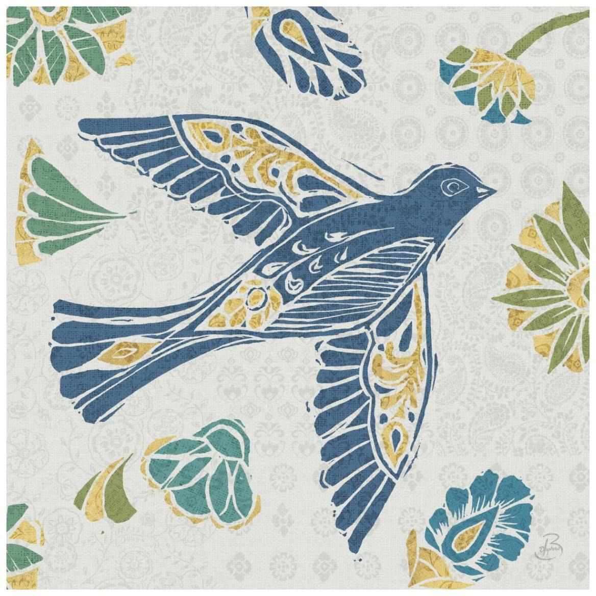 Nordic Woodcut Bird IVF -Paper Art-42&quotx42"