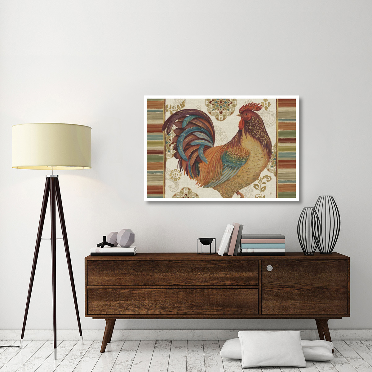 Rooster Rainbow IVA -Paper Art-50&quotx34"