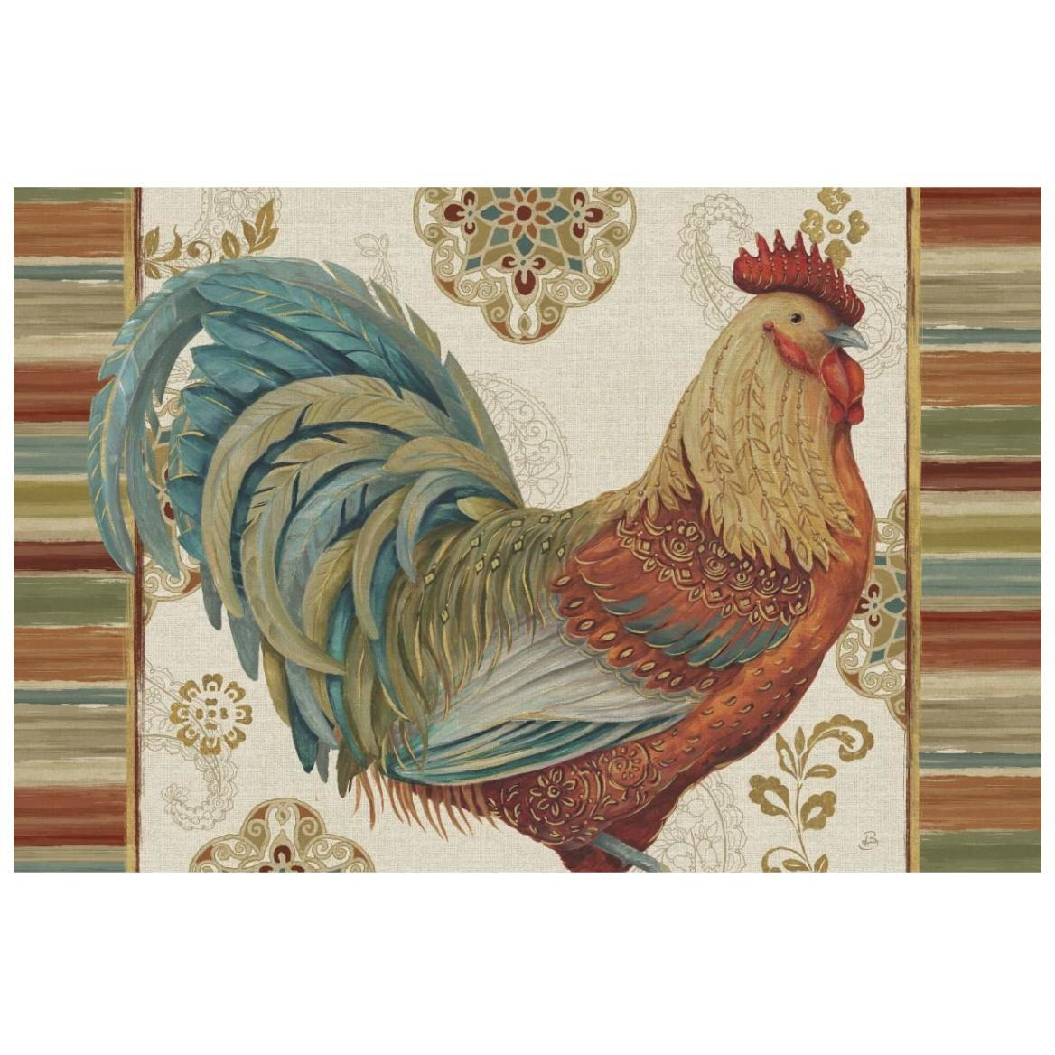 Rooster Rainbow IIIA -Paper Art-20&quotx14"
