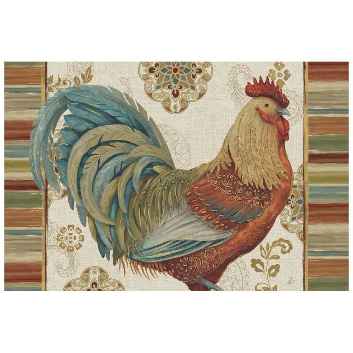 Rooster Rainbow IIIA -Paper Art-26&quotx18"
