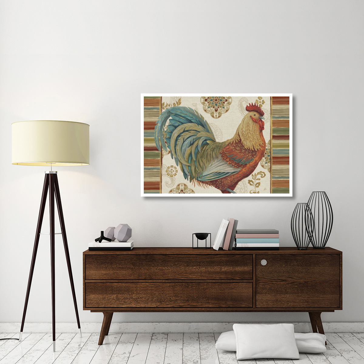 Rooster Rainbow IIIA -Paper Art-50&quotx34"