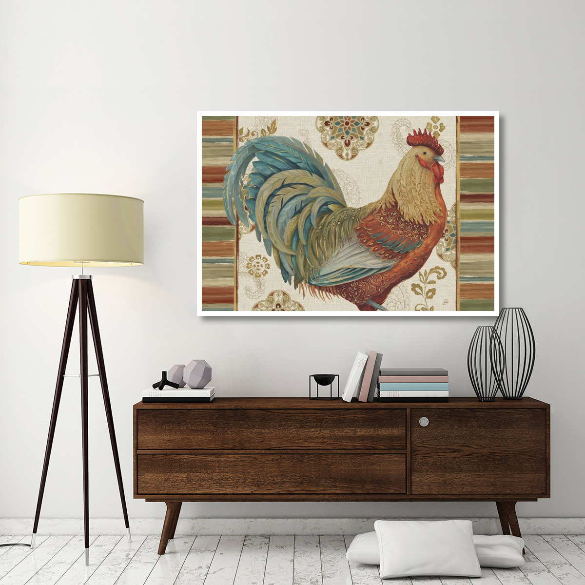Rooster Rainbow IIIA -Paper Art-62&quotx42"