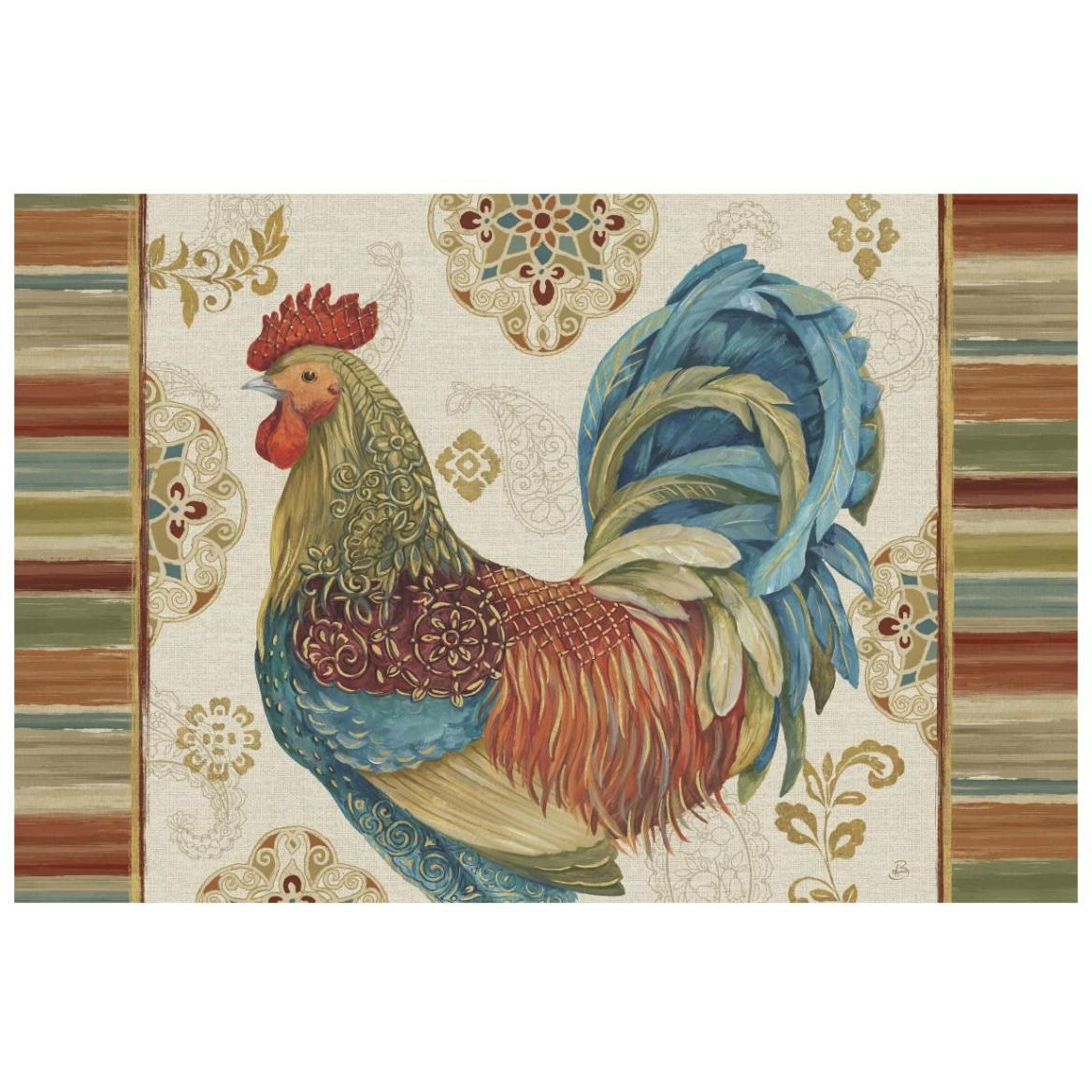 Rooster Rainbow IIA -Paper Art-20&quotx14"