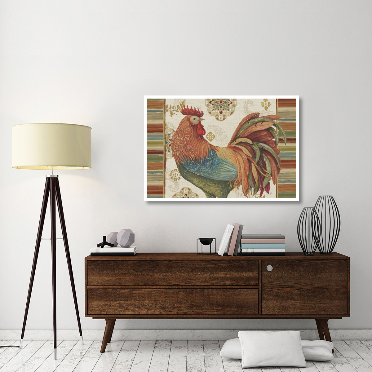 Rooster Rainbow IA -Paper Art-50&quotx34"