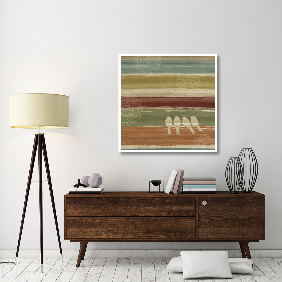 Mumbai Rainbow Birds III -Paper Art-42&quotx42"