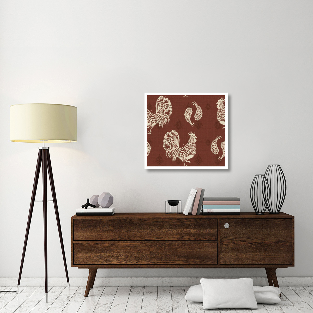 Woodcut Rooster Patterns -Paper Art-32&quotx29.3"