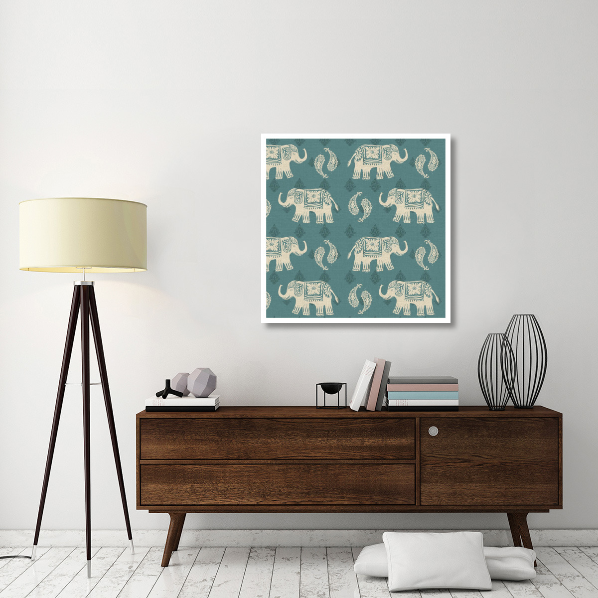 Woodcut Elephant Pattern B -Paper Art-38&quotx38"