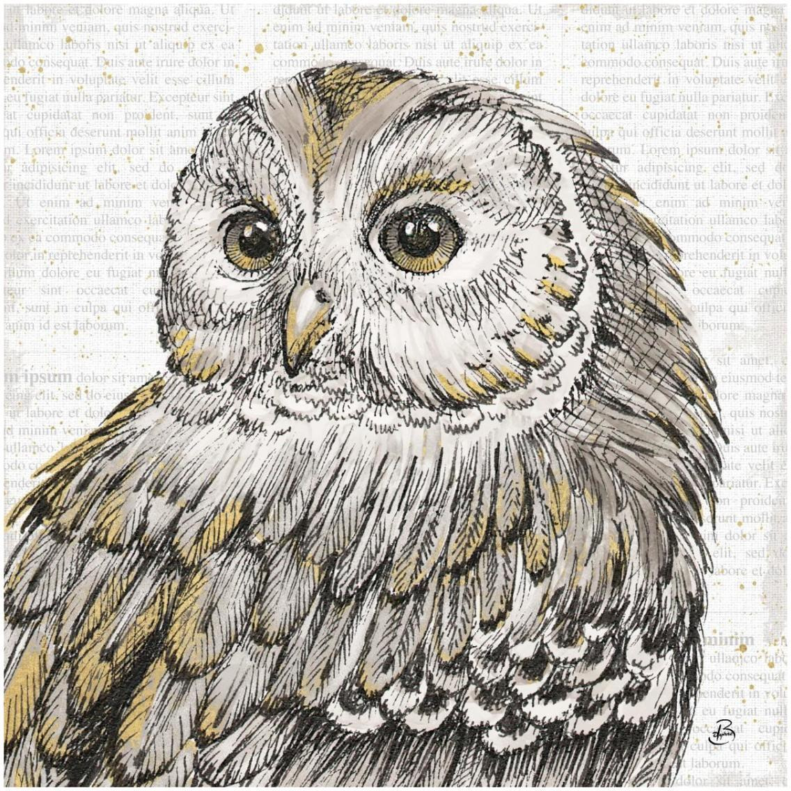 Beautiful Owls I -Paper Art-32&quotx32"