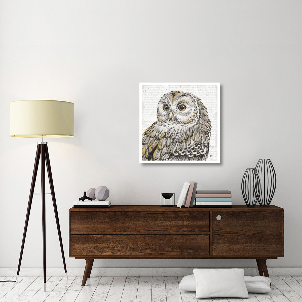 Beautiful Owls I -Paper Art-32&quotx32"