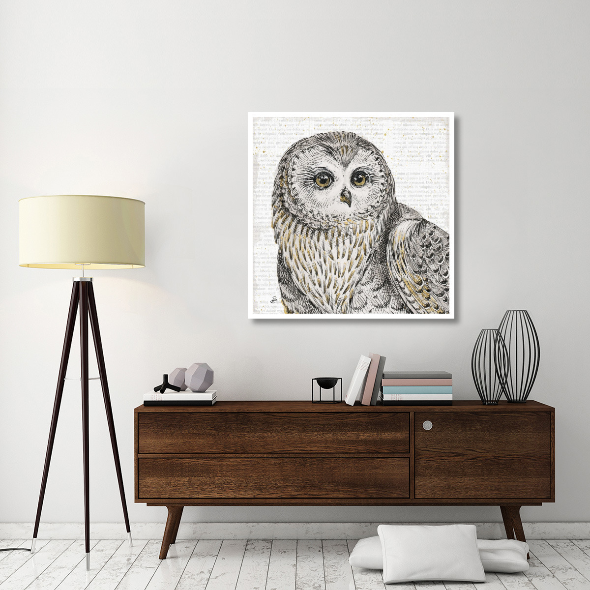 Beautiful Owls II -Paper Art-42&quotx42"