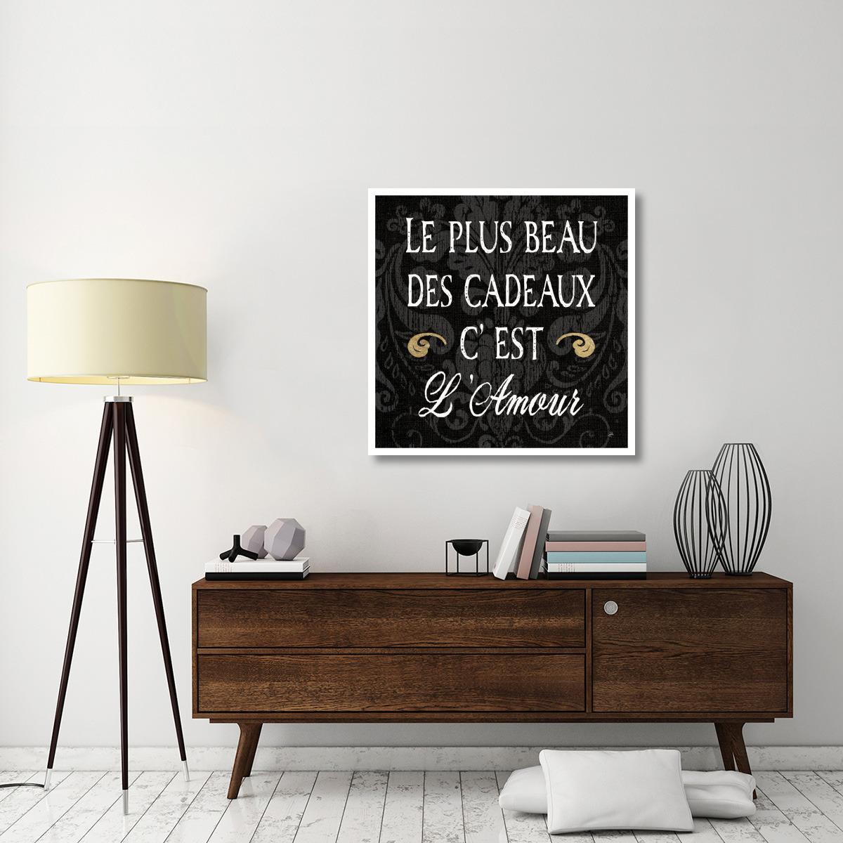 Inspirational Collage I French on Black -Paper Art-38&quotx38"
