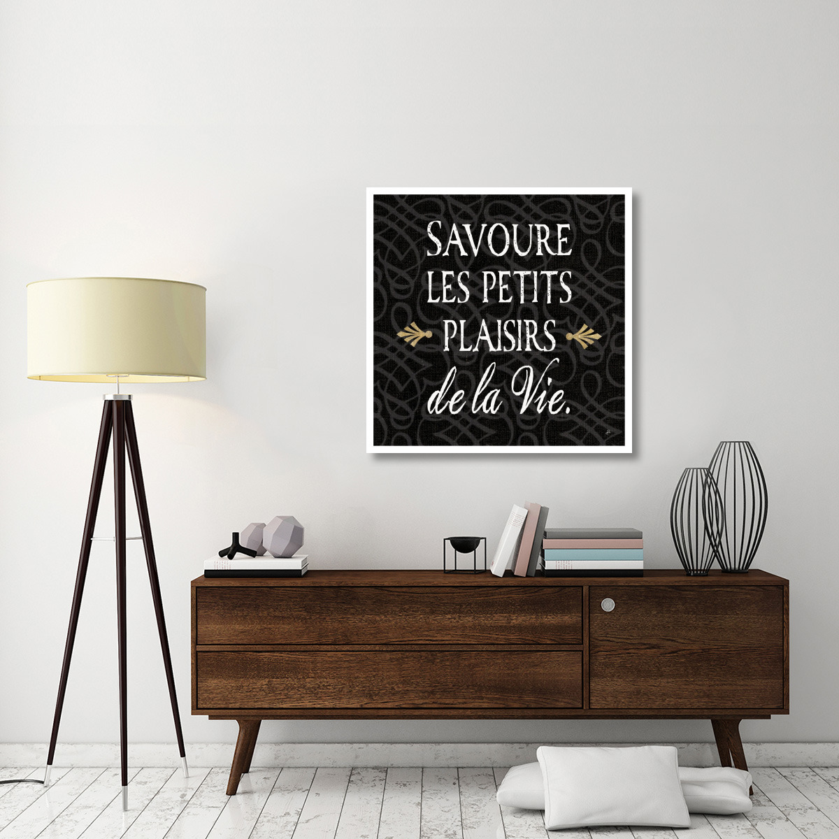 Inspirational Collage II French on Black -Paper Art-38&quotx38"