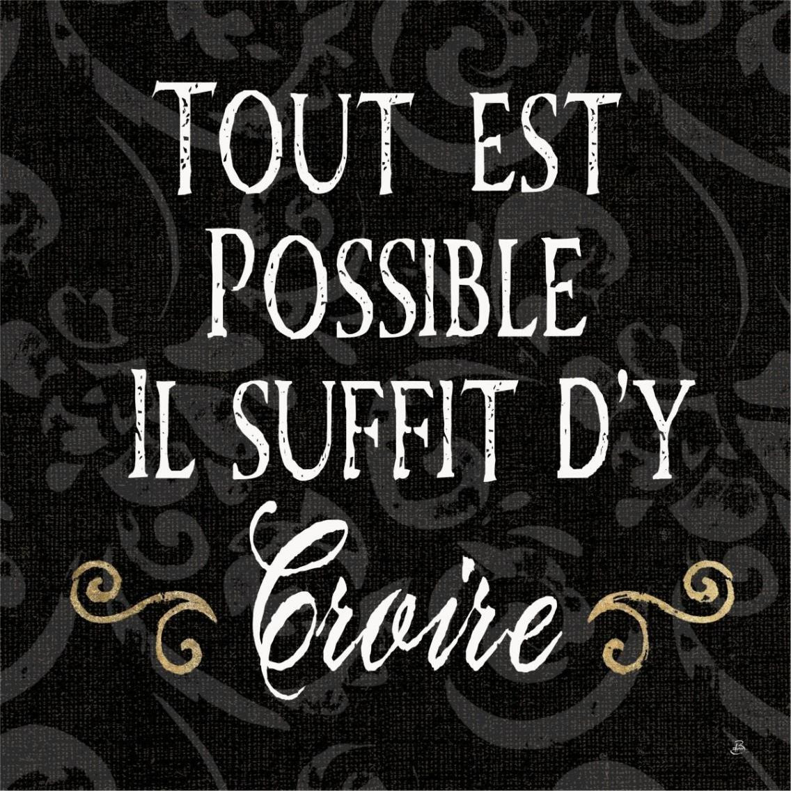Inspirational Collage IV French on Black -Paper Art-38&quotx38"