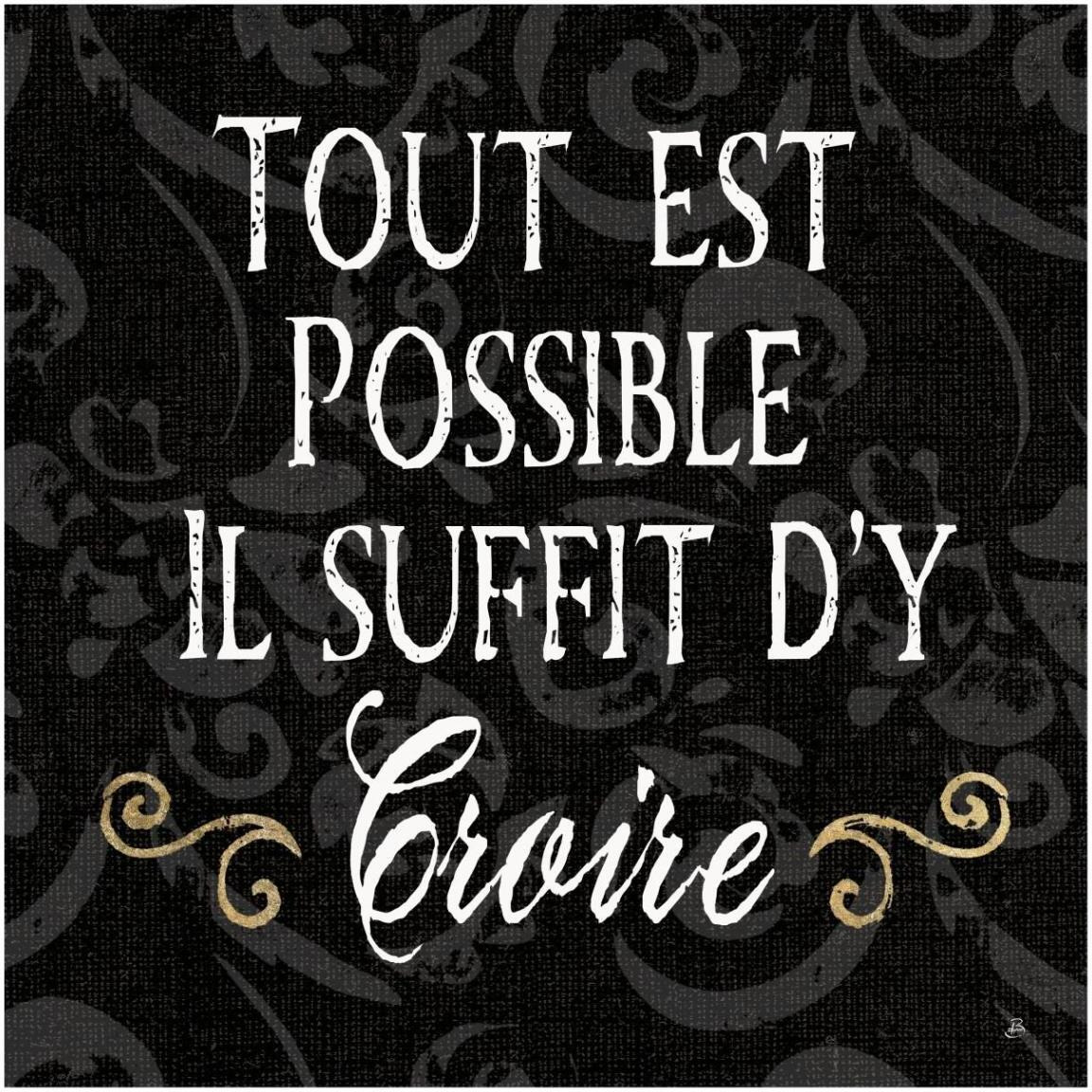 Inspirational Collage IV French on Black -Paper Art-42&quotx42"
