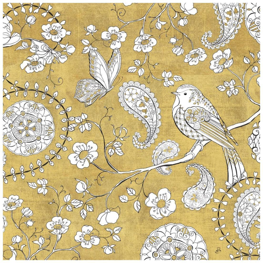 Color my World Bird Paisley I Gold -Paper Art-20&quotx20"