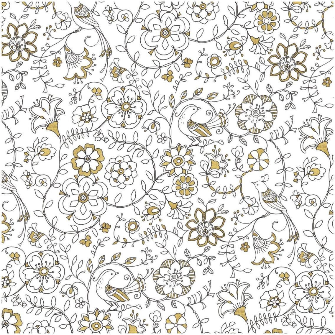 Color my World Birds Suzanis Pattern Gold -Paper Art-32&quotx32"