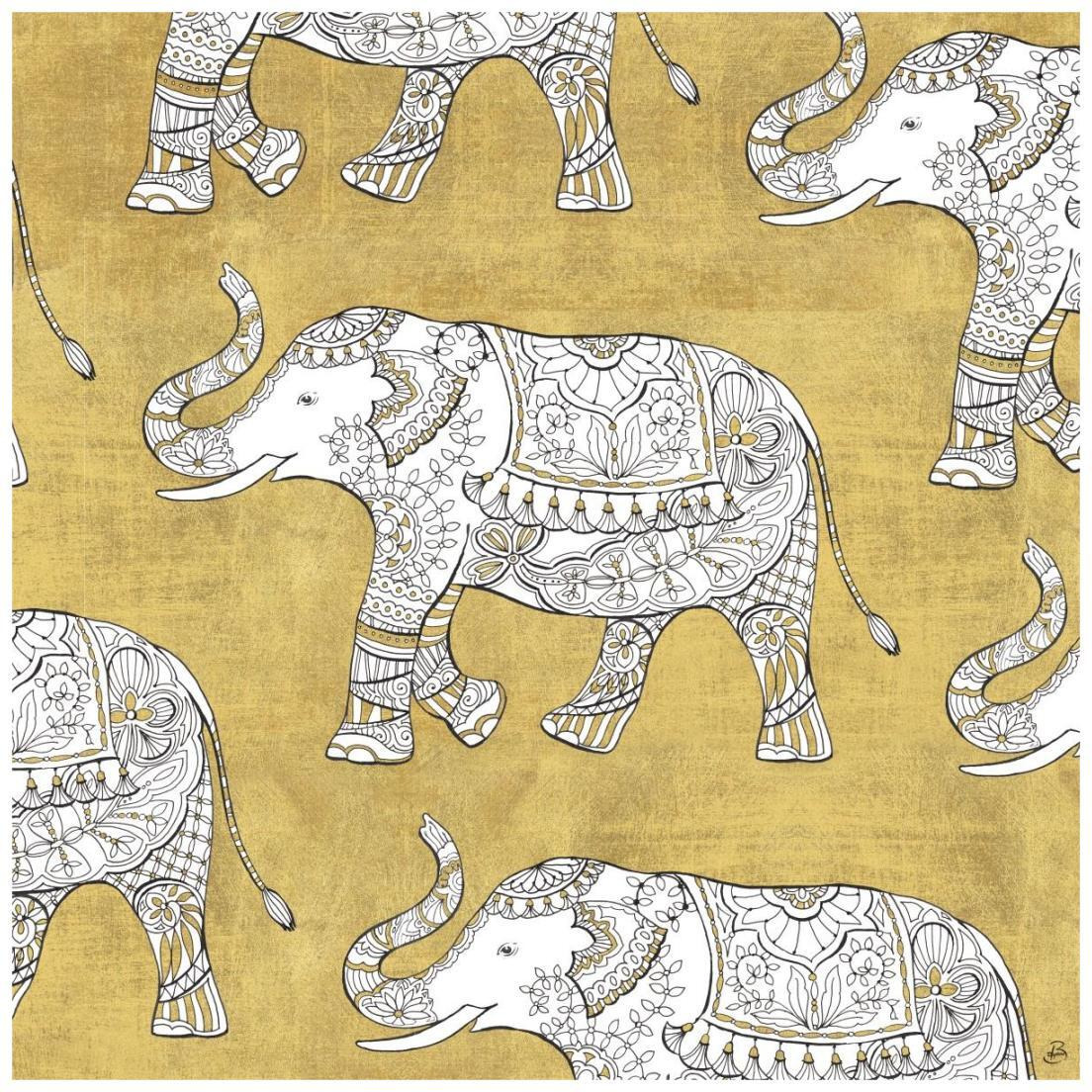 Color my World Elephant Pattern Gold -Paper Art-20&quotx20"