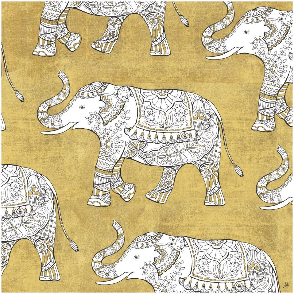 Color my World Elephant Pattern Gold -Paper Art-32&quotx32"