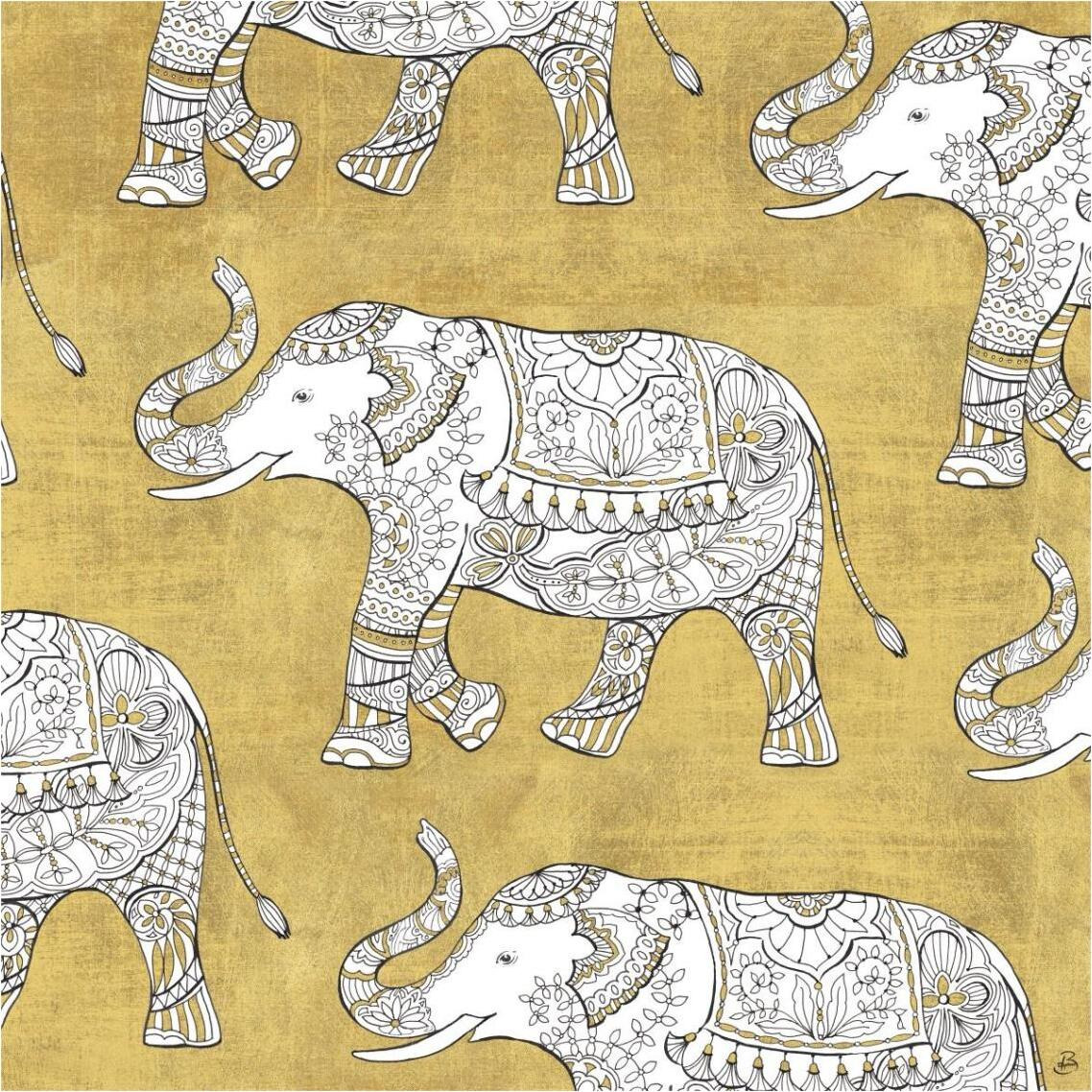 Color my World Elephant Pattern Gold -Paper Art-38&quotx38"