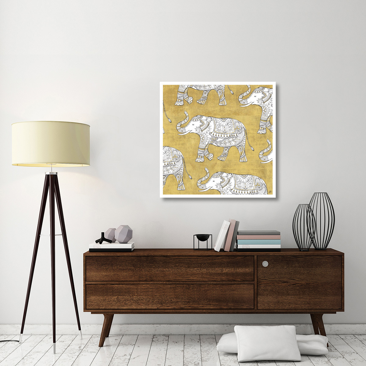 Color my World Elephant Pattern Gold -Paper Art-38&quotx38"