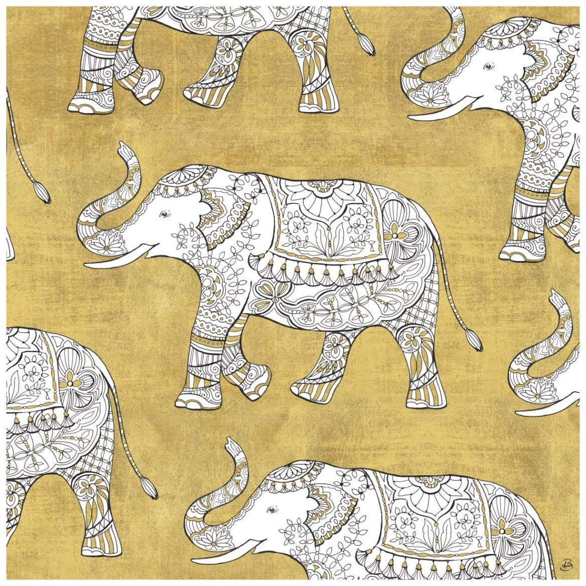 Color my World Elephant Pattern Gold -Paper Art-42&quotx42"