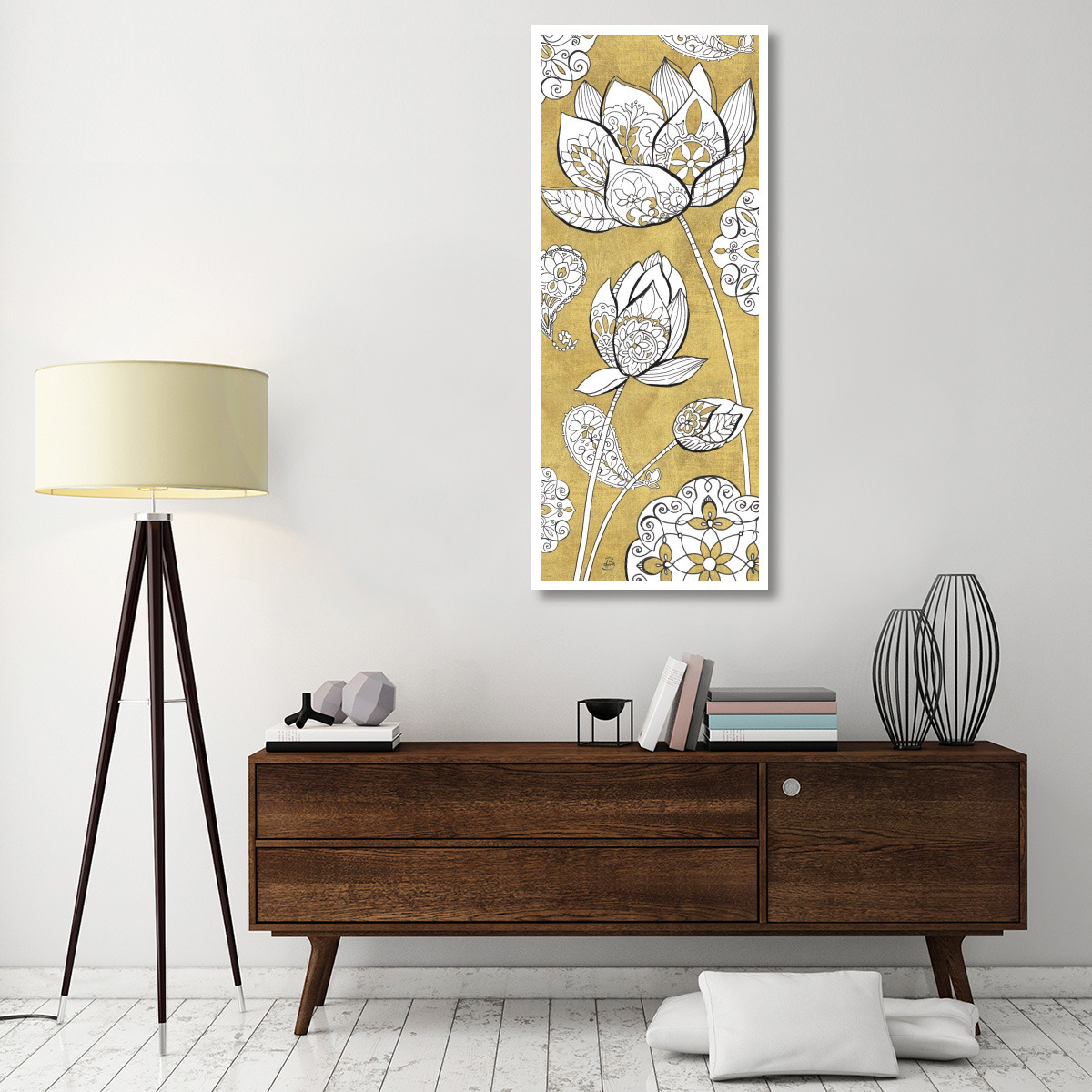 Color my World Lotus II Gold -Paper Art-26&quotx62"