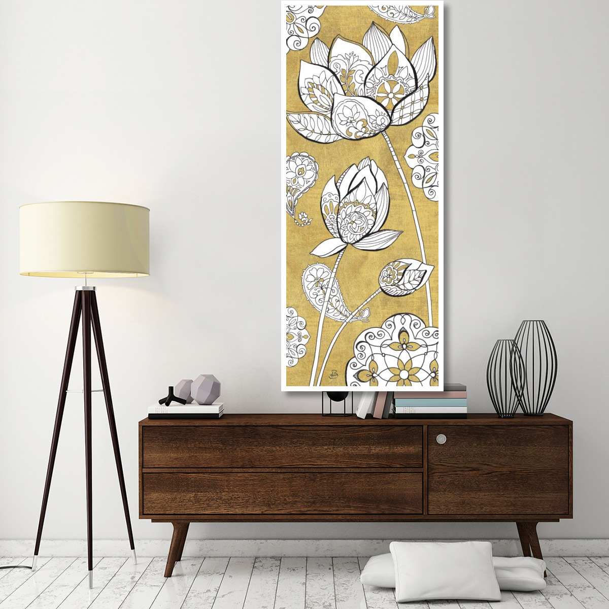 Color my World Lotus II Gold -Paper Art-32&quotx77"