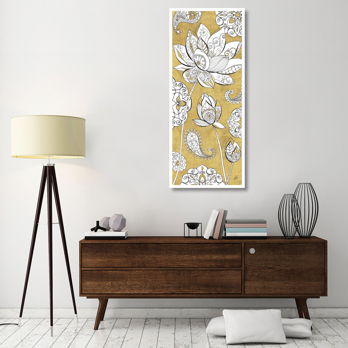 Color my World Lotus III Gold -Paper Art-26&quotx62"
