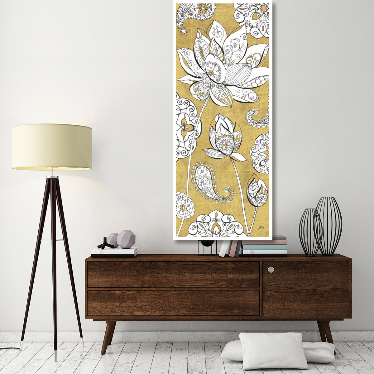 Color my World Lotus III Gold -Paper Art-32&quotx77"