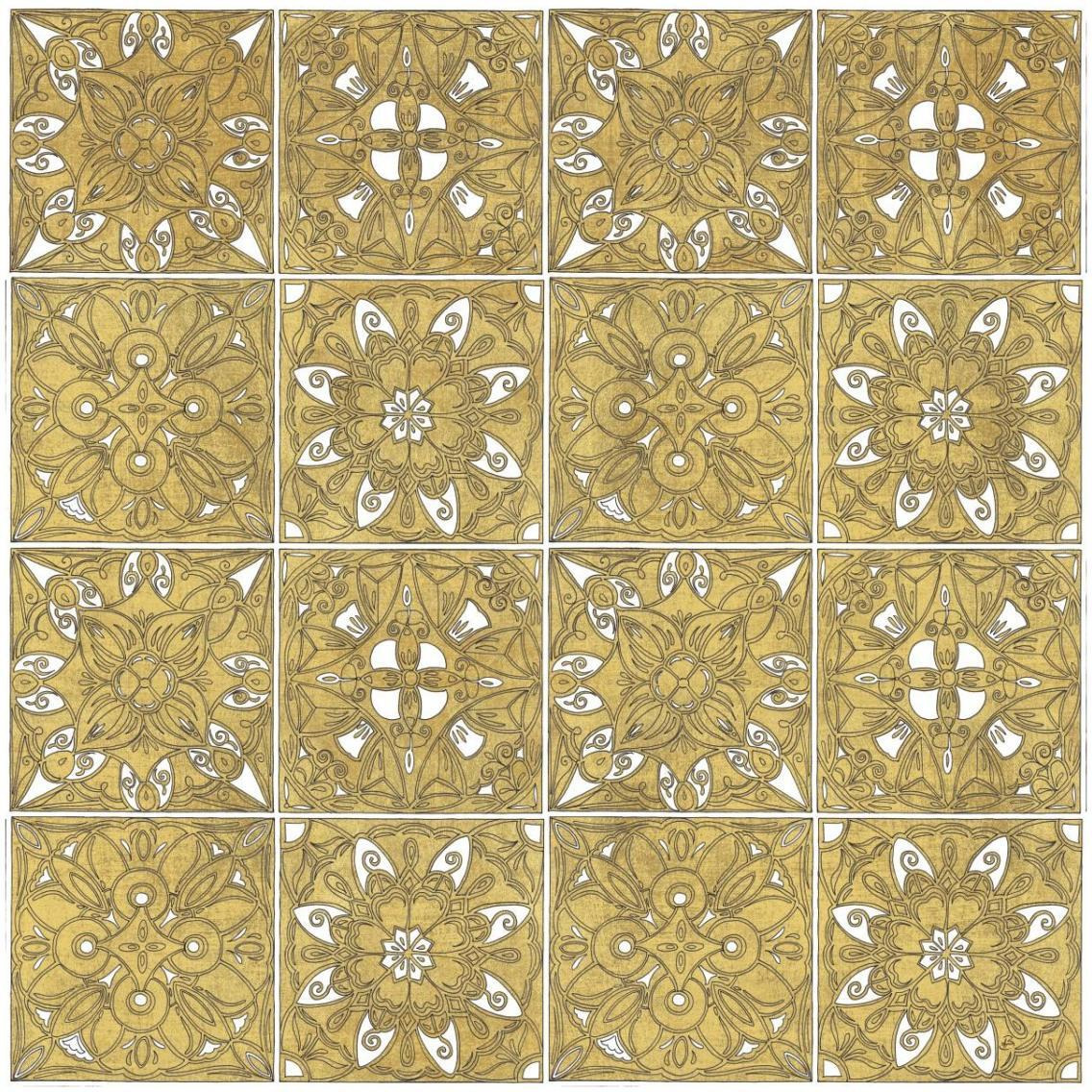 Color my World Mexican Tiles Pattern Gold -Paper Art-32&quotx32"