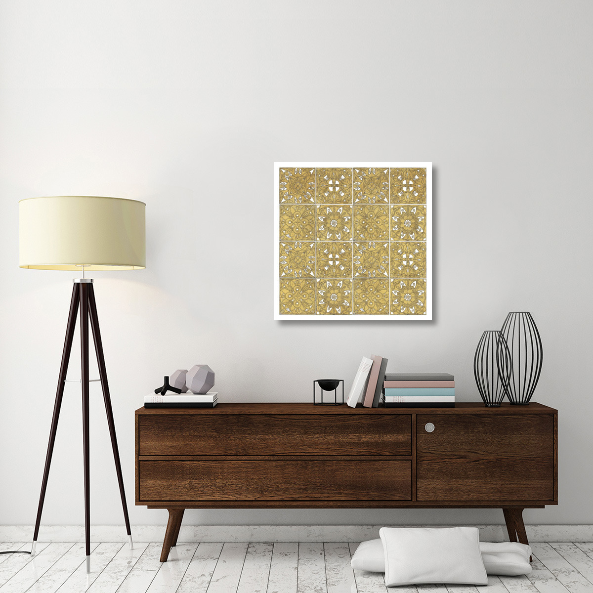 Color my World Mexican Tiles Pattern Gold -Paper Art-32&quotx32"