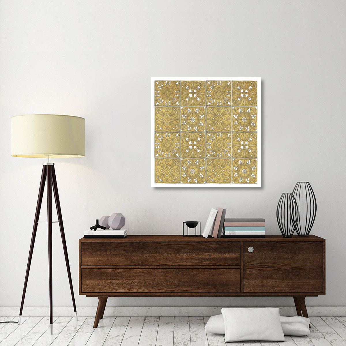 Color my World Mexican Tiles Pattern Gold -Paper Art-38&quotx38"
