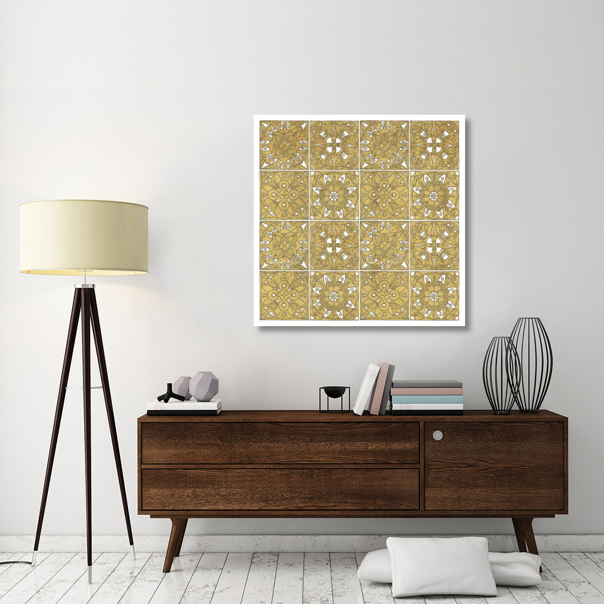 Color my World Mexican Tiles Pattern Gold -Paper Art-42&quotx42"
