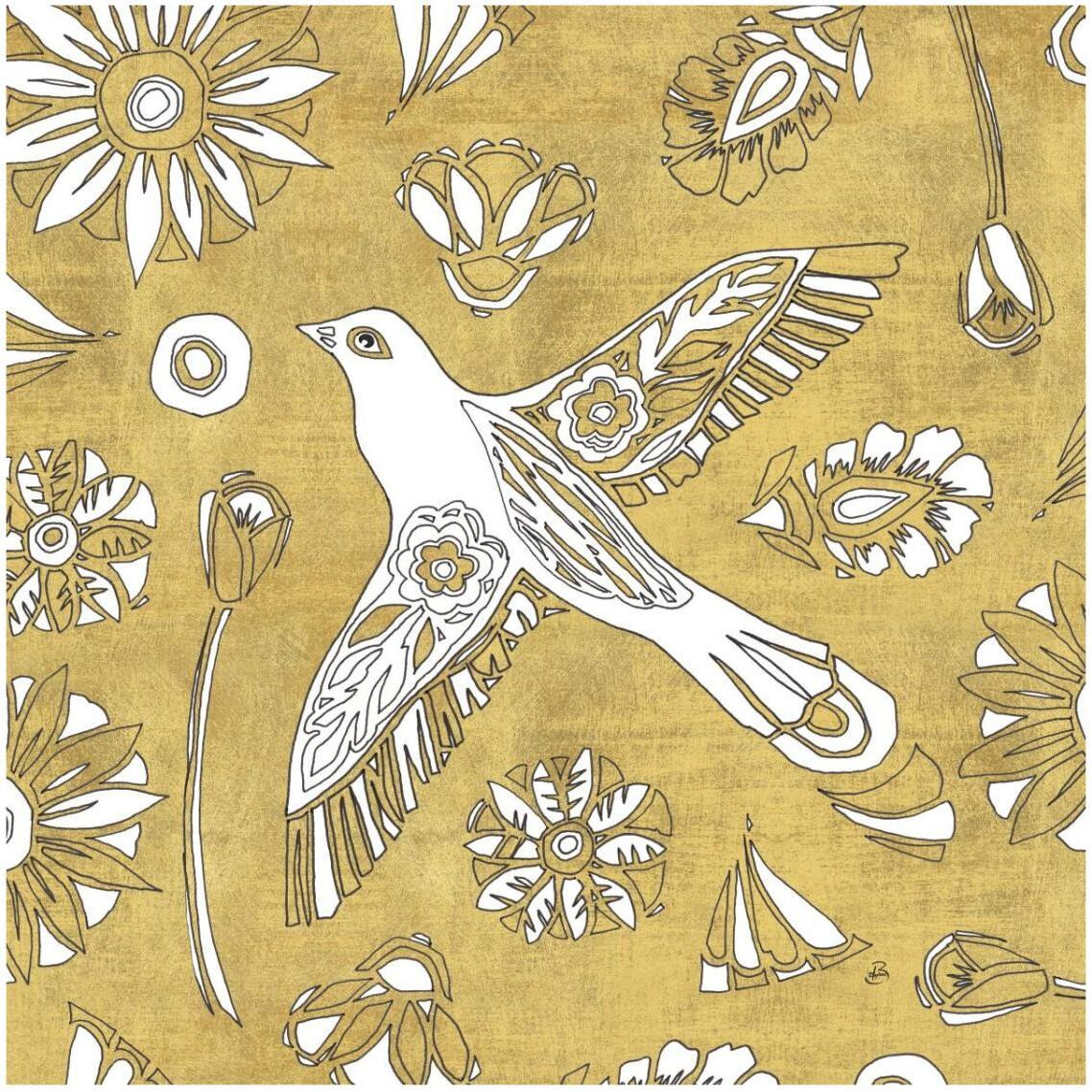 Color my World Nordic Woodcut I Gold -Paper Art-32&quotx32"