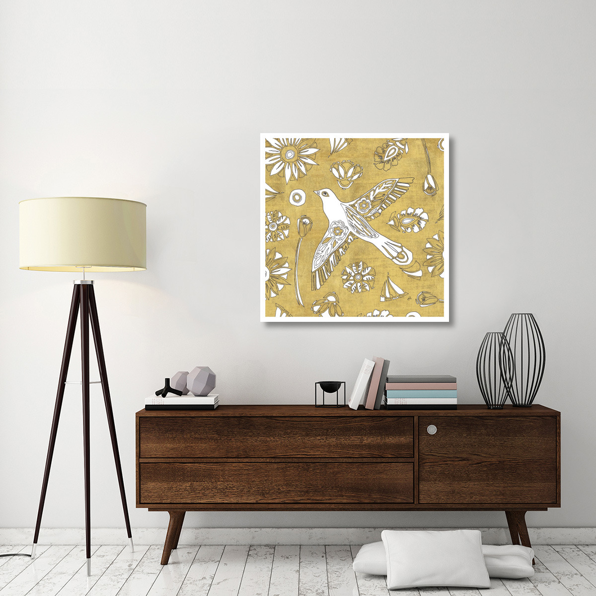 Color my World Nordic Woodcut I Gold -Paper Art-38&quotx38"