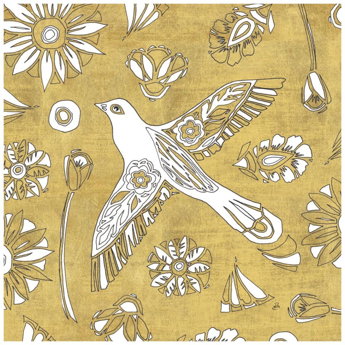 Color my World Nordic Woodcut I Gold -Paper Art-42&quotx42"