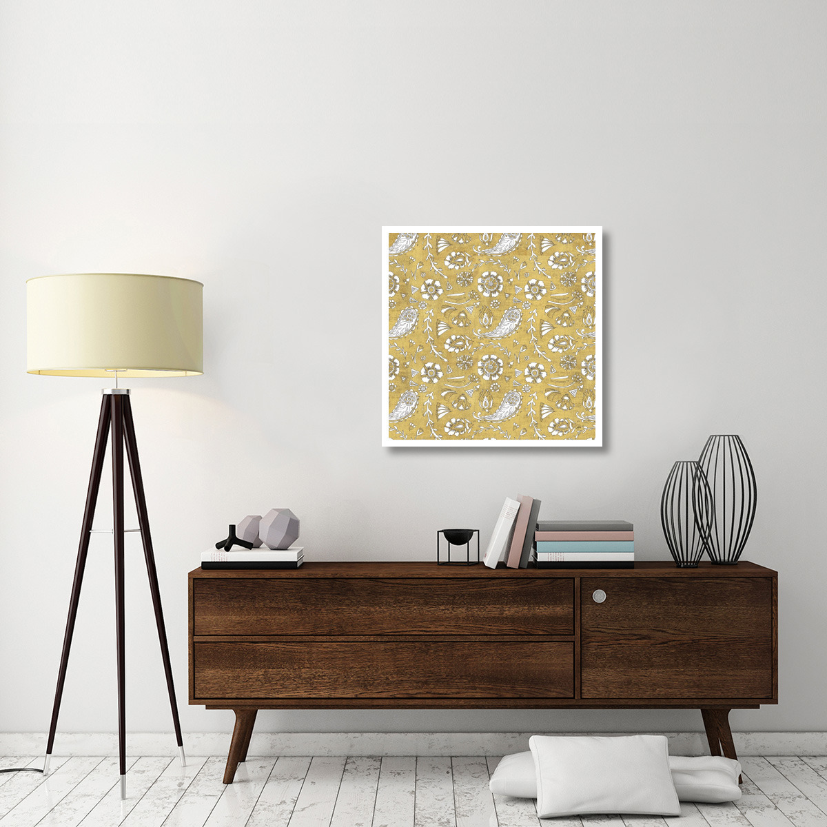 Color my World Nordic Woodcut Pattern Gold -Paper Art-32&quotx32"