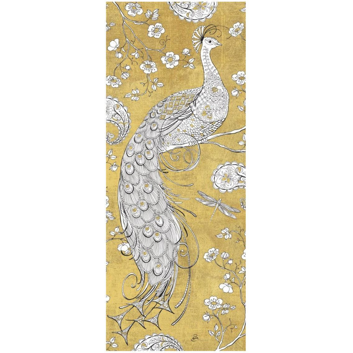 Color my World Ornate Peacock II Gold -Paper Art-14&quotx32"