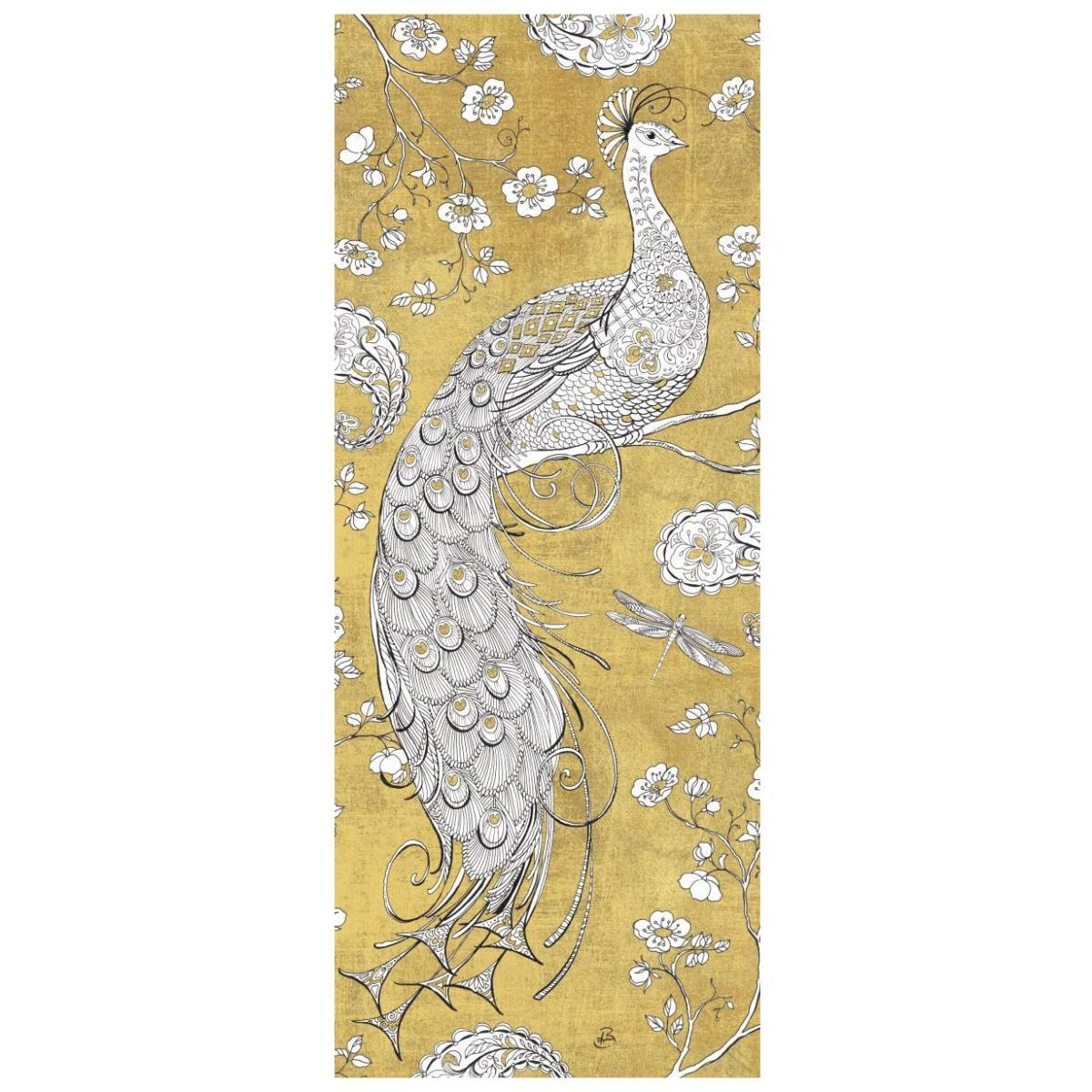 Color my World Ornate Peacock II Gold -Paper Art-32&quotx77"