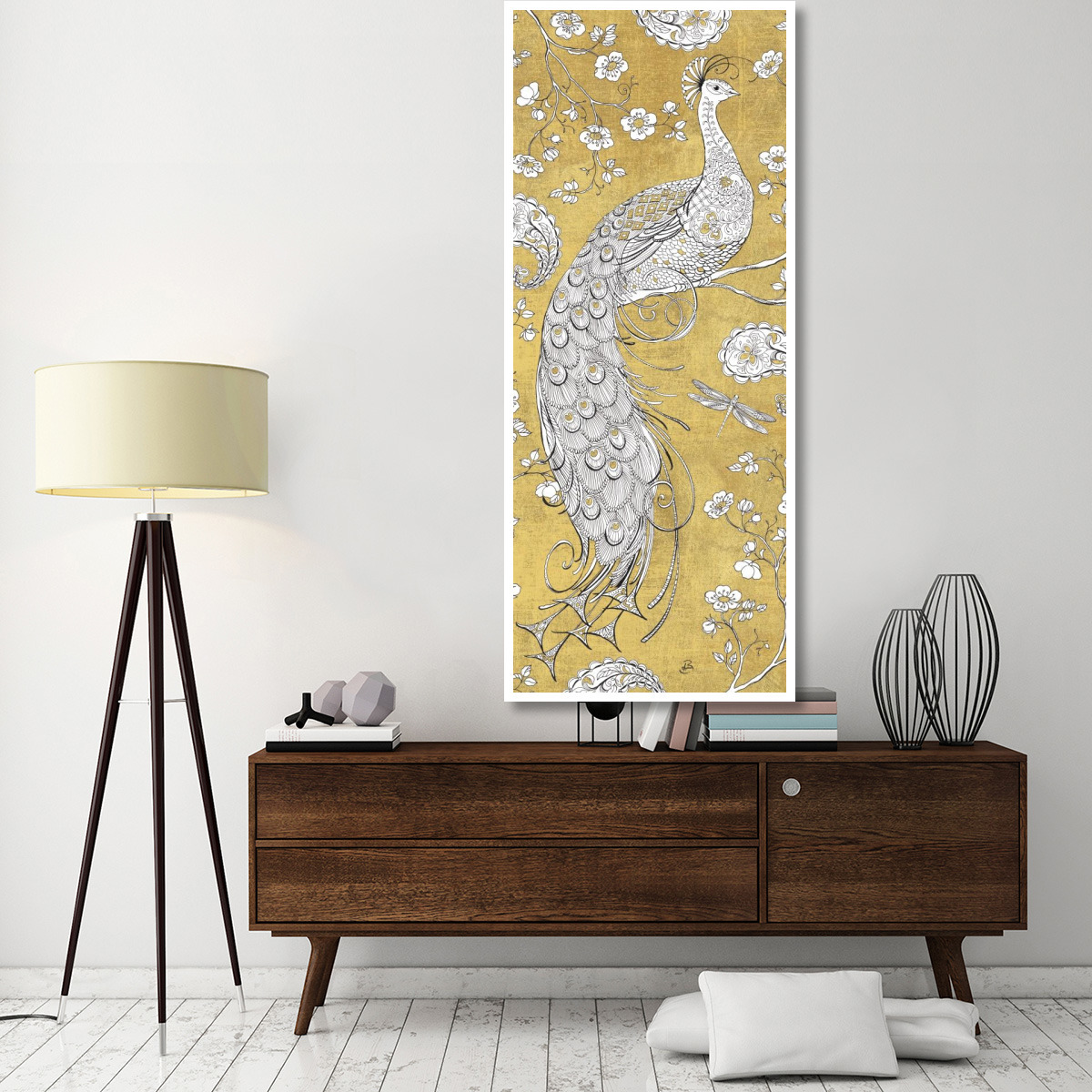 Color my World Ornate Peacock II Gold -Paper Art-32&quotx77"