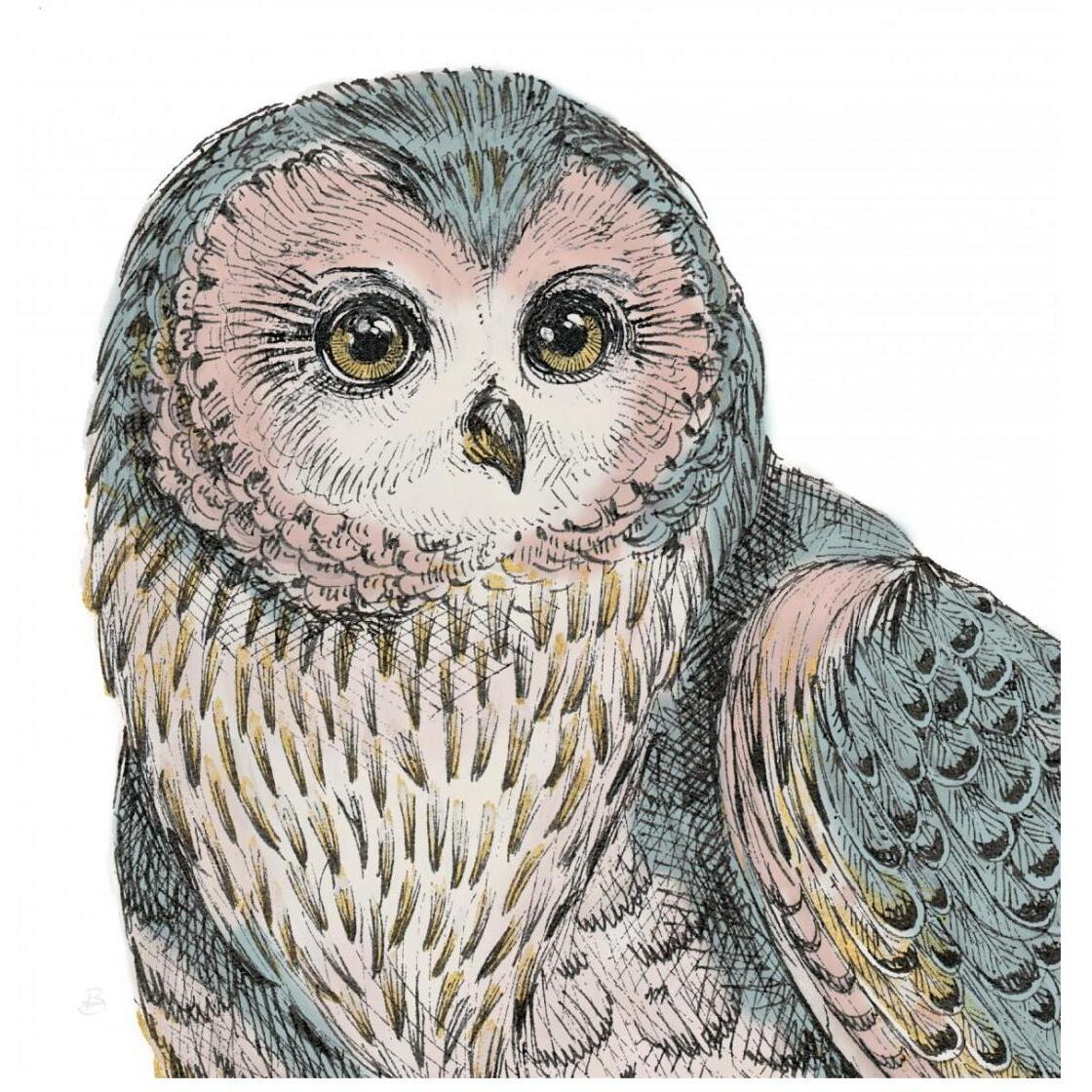 Beautiful Owls IV Pastel Crop -Paper Art-26&quotx26"