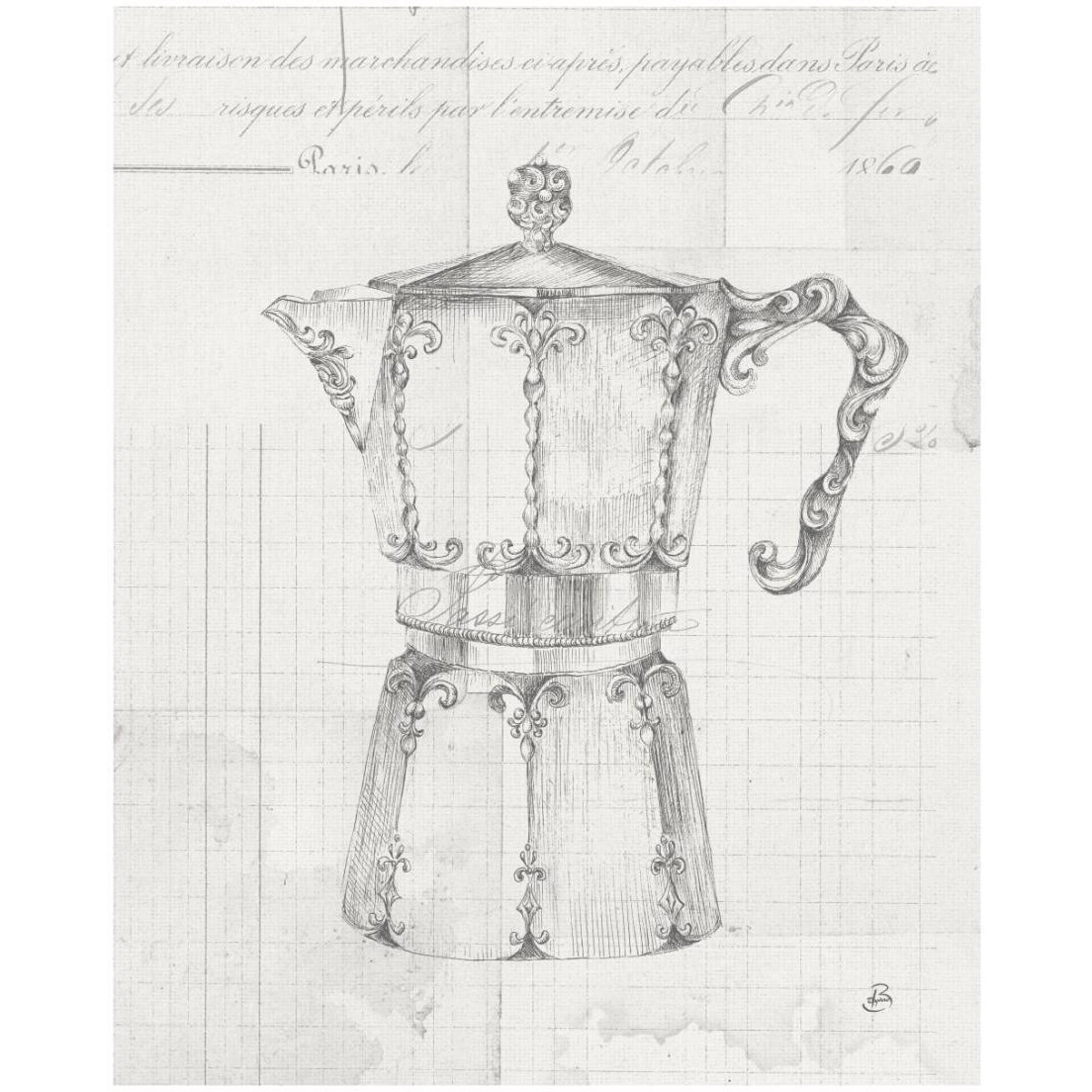 Authentic Coffee III White Gray -Paper Art-18&quotx22"