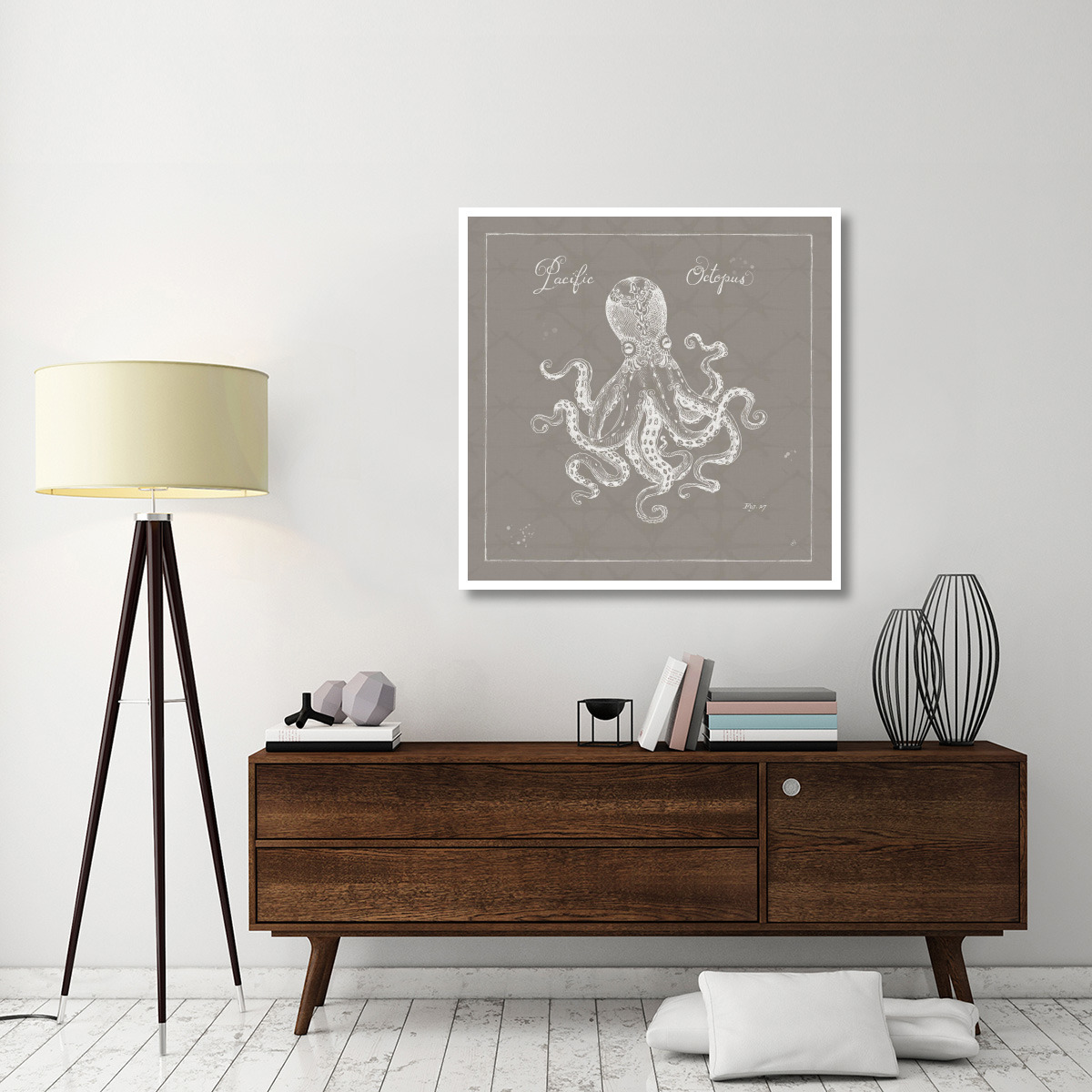Underwater Life X Greige -Paper Art-42&quotx42"