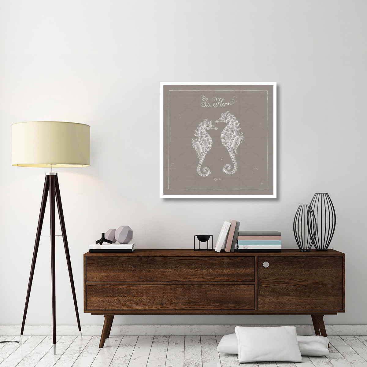 Underwater Life XIII Greige -Paper Art-38&quotx38"