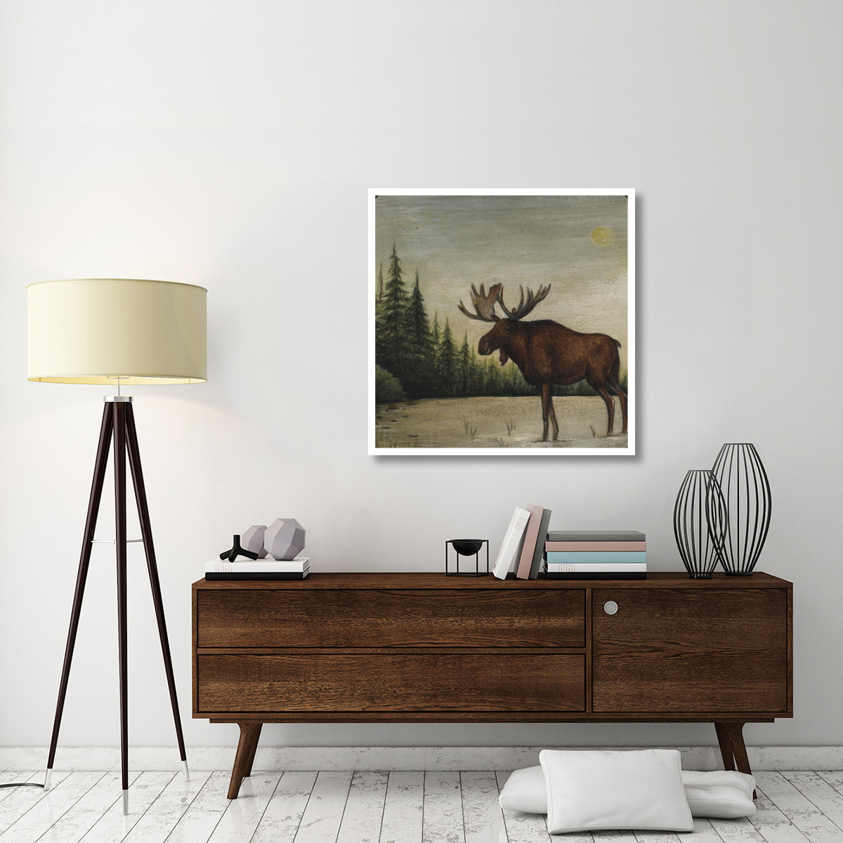 North Woods Moose II -Paper Art-38&quotx38"