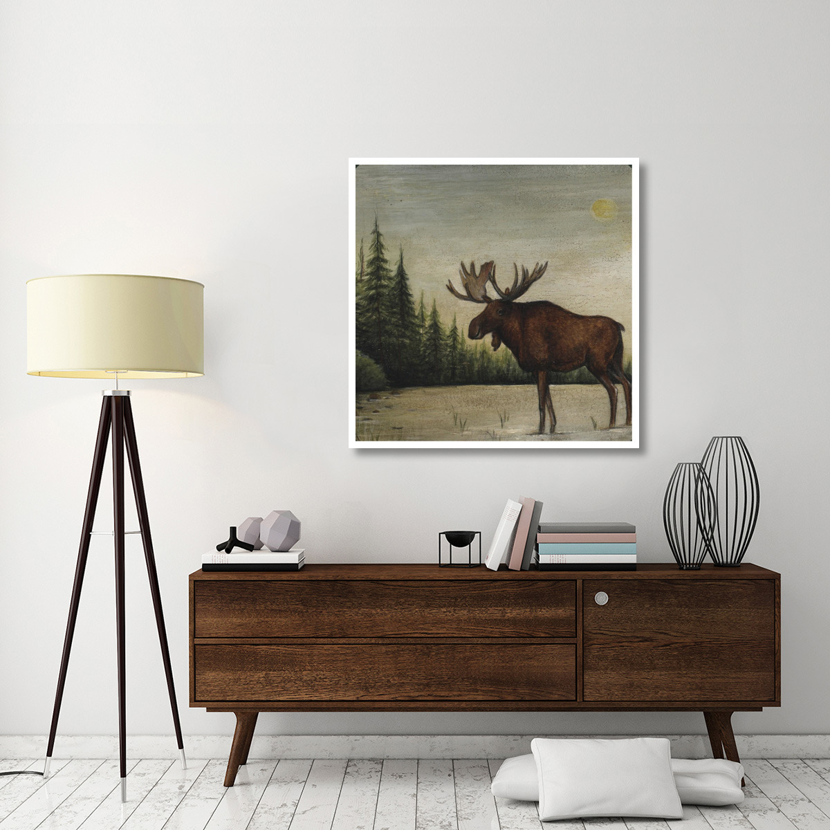 North Woods Moose II -Paper Art-42&quotx42"